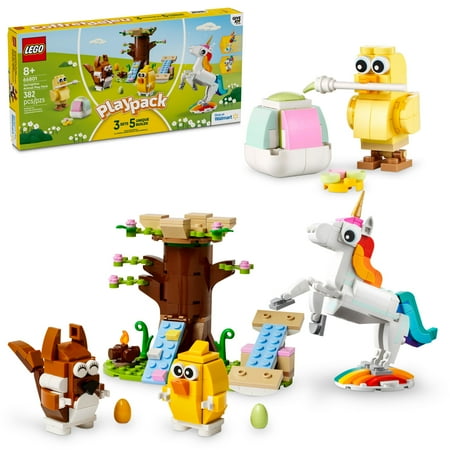 LEGO Creator Springtime Animal Play Pack - 5 Adorable Animal Builds in 1 Box - Easter Chick, Unicorn, Seahorse, Peacock, Squirrel, and Bird Toy - Easter Gift Idea for Kids - 66801