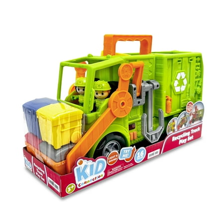 Kid Connection Recycling Truck Play Set with Lights and Sounds, 16 Pieces, Toddler Toy Ages 3+