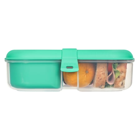 Sistema To Go Split Lunch Box, 1.1L Food Storage Container with 2 Compartments, Minty Teal