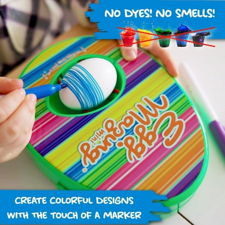 The EggMazing Easter Egg Mini Decorator Kit Arts and Crafts Set - Includes Egg Decorating Spinner and 6 Markers [Packaging May Vary]