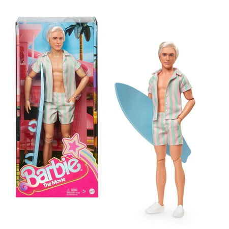 Barbie? The Movie Ken? Doll Wearing Pastel Striped Beach Matching Set