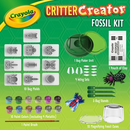 Crayola Metallic Clay Art Kit with Paints, Science Gifts for Kids, Fossil Molds, Bug Toys, Craft Set, Ages 7+