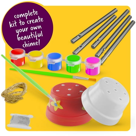 Create & Paint a Mini Wind Chime Making Kit - Arts and Crafts Gift for Girls & Boys Ages 4 5 6 7 8 9 10 -12 - Birthday & Christmas Gifts for Kids - Kid Art & Craft Kits - DIY Stuff for Girl Age 4-12