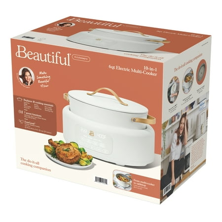 Beautiful 10 in 1, 6 Qt Electric Multi-Cooker, White Icing by Drew Barrymore, White