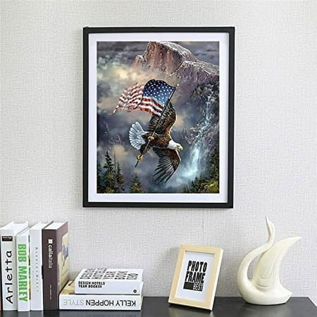 5D DIY Diamond Painting Kits for Adults Kids Eagle American Flag Full Drill Embroidery Cross Stitch Crystal Rhinestone Paintings Pictures Arts Wall Decor Painting Dots Kits 12x16 in
