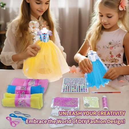 Adofi Fashion Designer Kit for Girls with 5 Mannequins, Sewing Kit for Girls Aged 6-12, Creativity DIY Arts & Crafts Kit for Kids, Girl Toys for Age 6 7 8 9 10 11 12 Year Old Gifts