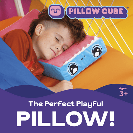 Pillow Cube Kid Cubes Shark Toddler Pillow, 2-in-1 Fun Toy & Plush Pillow for Kids Ages 3+, Blue