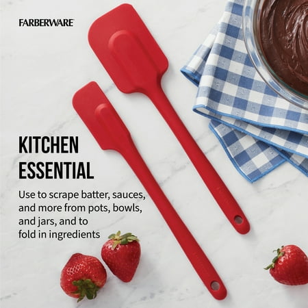 Farberware Professional 10 & 10.5 in Silicone Solid Kitchen Spatula Set Red