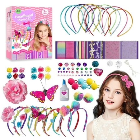 Style-Carry Girls Headband Making Kit, Arts and Crafts for Girls 4 5 6 7 Year Old, DIY Hair Accessories Toys for 8 9 10 11 12 Year Old Girl Birthday Gifts