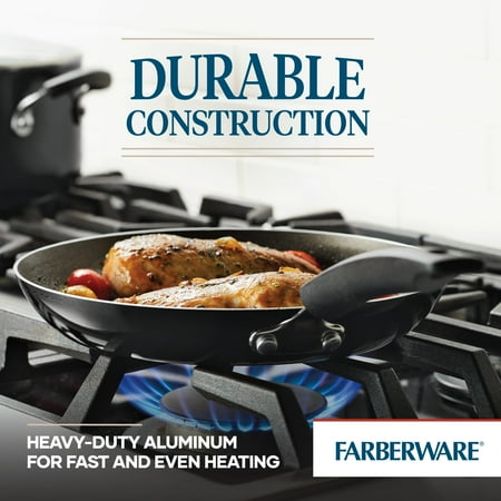 Farberware Easy Clean 22 Piece Nonstick Aluminum Pot and Pan Set, Black, Black