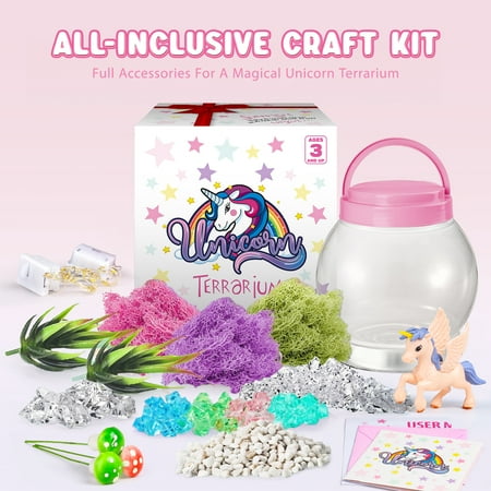 Freecat Light Up Unicorn Terrarium Kit, Unicorn Toys for Girls, DIY Art Crafts Christmas Gifts for Kids 3 4 5 6 7 8+