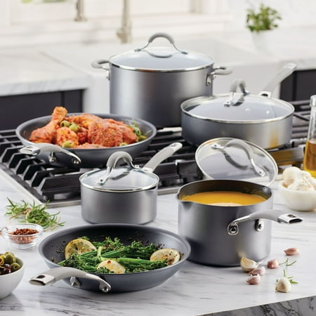 Circulon Elementum Hard-Anodized Nonstick Cookware Set, 10-Piece, Gray