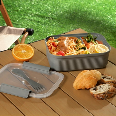 Mainstays Food Storage Container, Rectangle, Grey, 42oz Capacity