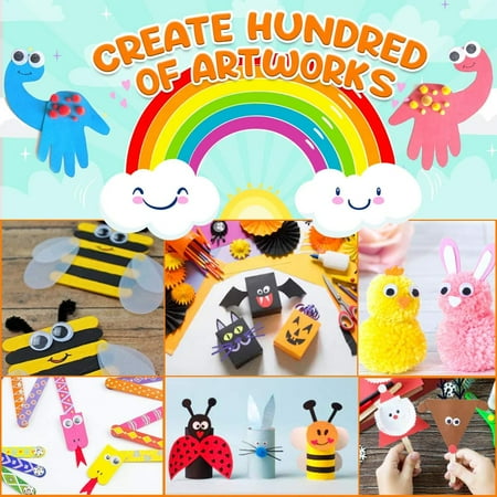 Assorted Arts and Crafts Supplies for Kids- D.I.Y. Collage School Crafting Materials Supply Set, Craft Art Material Kit in Bulk for Kids Age 4 5 6 7 8 9 Years Old Boy Girls, Other