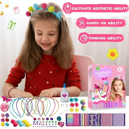 Style-Carry Girls Headband Making Kit, Arts and Crafts for Girls 4 5 6 7 Year Old, DIY Hair Accessories Toys for 8 9 10 11 12 Year Old Girl Birthday Gifts