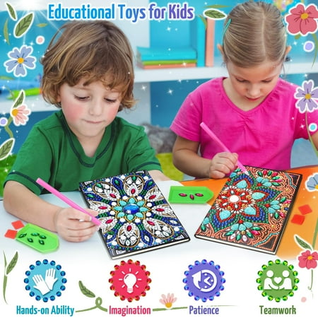 Craft Kits for Kids Age 6-8-9-10, Girls Birthday Presents for 5 7 11 12 Year Old Notebook Diamond Art Painting Kit Arts and Crafts for Kids Toys for 5-10 Year Old Girl Gifts Diary Cute Stationery Set