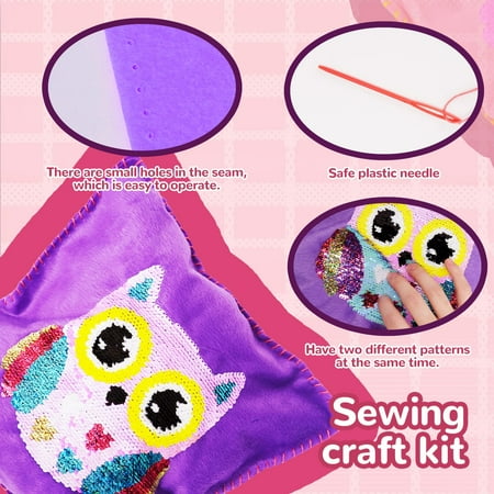 Dikence Birthday Crafts Gifts for 6 7 8 Year Old Girls Gifts Surprise Soft Kid Toys for 4 5 6 7 Year Olds Girl Kids Sewing Kits for Girls Kids' Craft Kits for Kids Arts and Crafts for Kids Age 5 6 7 8, Owl