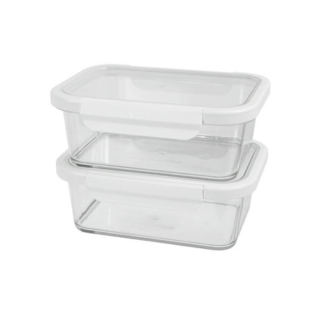 Better Homes & Gardens 4Cup Rectangle Tritan Food Storage Container with Tritan Lid. Set of 2, 4 Pieces