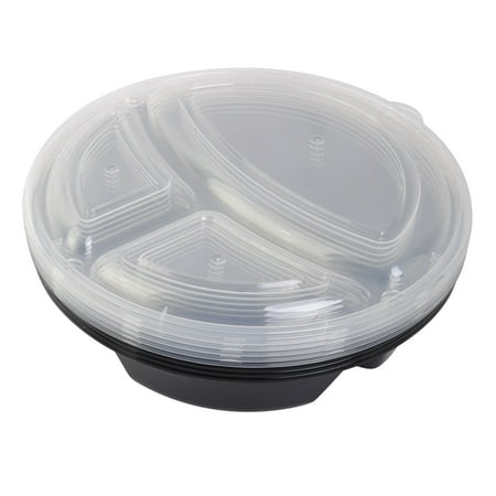 Mainstays 3-Compartment 1L Round Meal Prep Food Storage Container, 5 Pack
