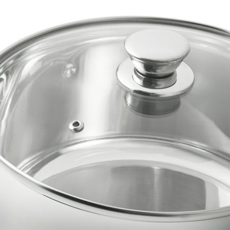 Mainstays Stainless Steel 5-Quart Dutch Oven with Glass Lid, Riveted Handles
