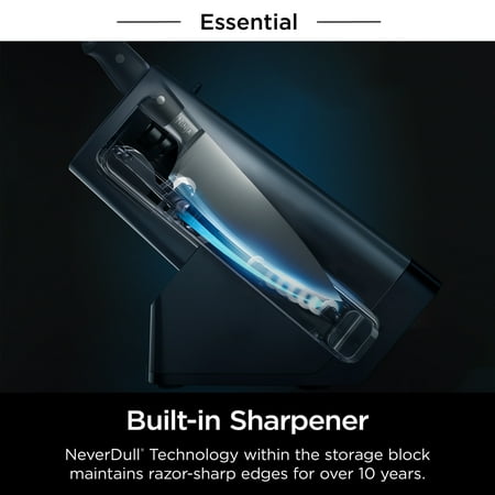 Ninja Foodi NeverDull 10-Piece Essential Knife System with Sharpener, Stainless Steel, K12010