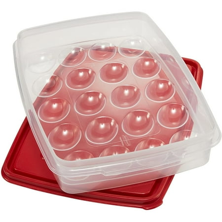 Rubbermaid Egg Keeper Food Storage Container, Clear/Red, 1 Count, 1