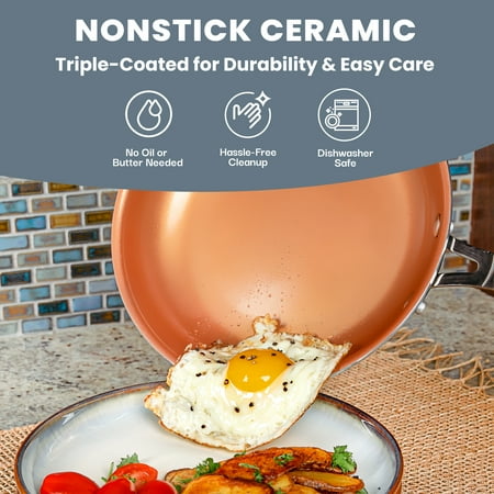 Gotham Steel Nonstick Pots and Pans 20 Pcs Set Ceramic Cookware Bakeware Kitchen Set With Frying Skillet CopperGray,