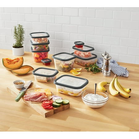 Mainstays Gray Plastic Microwave Safe Food Storage Container (20 Count)