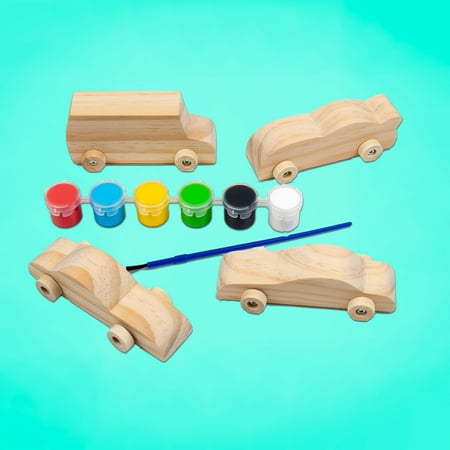 Hello Hobby Multicolor Paint Your Own Wooden Vehicles, Arts & Craft Kits