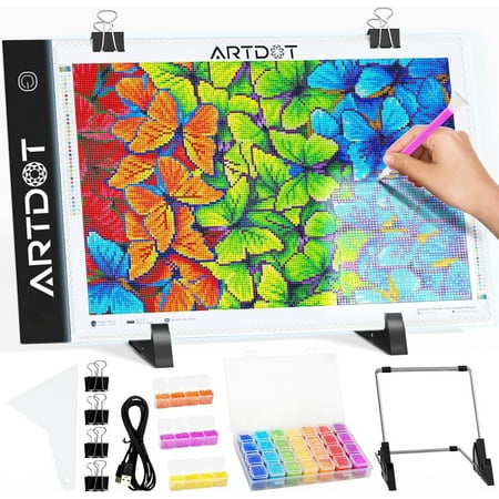 ARTDOT Acrylic LED Light Pad, A4 Size, Portable Tracing Drawing Tracer for Diamond Painting, Adjustable Brightness, 4.8W, A4 Light Pad