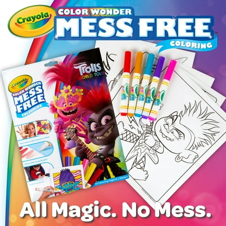 Crayola Color Wonder Trolls Coloring Set, Beginner Child, 18 Pages