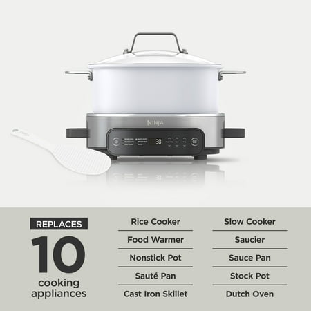 Ninja Foodi 6.5 qt Everyday PossibleCooker, Stainless Steel/White, Multi Cooker, Slow Cooker, MC1100