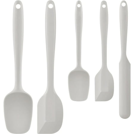 High Heat Resistant Small Spons, AOKIWO 5 Pcs Khaki Safe Silicone Baking Mixing Rubber Spatula Set, Beige