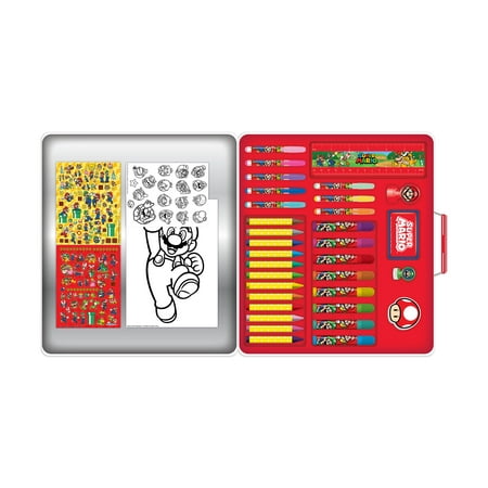 Nintendo Super Mario Deluxe Activity Art Set with Metal Carrying Case, for Boys and Girls, 500+ Pieces