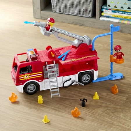 Kid Connection Fire Truck Play Set with Lights and Sounds, 16 Pieces, Toddler Toys Ages 3+