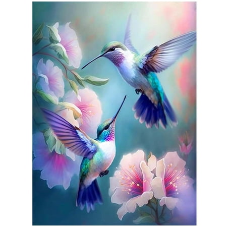 Hummingbird Diamond Painting Kits for Adults - DIY Birds Diamond Art Kits for Adults, Diamond Dots 5D Paint with Diamonds Pictures Gem Art Kits Crafts Kits for Adults for Home Wall Decor 12x16inch, Other