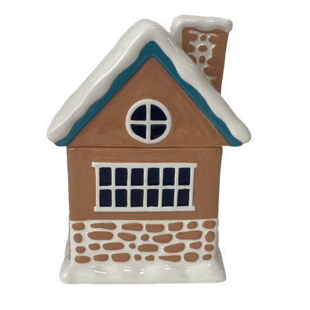 Holiday Time 57-Oz Gingerbread House Glazed Earthenware Ceramic Treat Jar with Lid, Multicolor