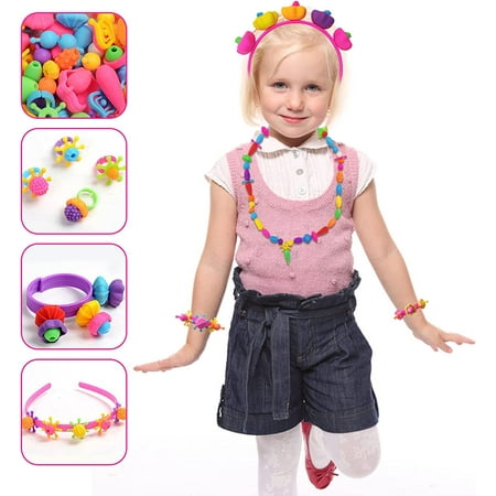 DIY Jewelry Making Kit for Girls 3, 4, 5, 6, 7 Year Old, Kids Pop Snap Beads Set Art & Crafts Creativity Toys for Kids Bracelets, Necklaces, Hairbands and Rings (700+ Pcs)