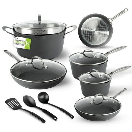 Granitestone 14 Piece Pots and Pans Set Nonstick Cookware Kitchen Set Cooking Stock Pot Frying Skillet Sauce Pan Lids
