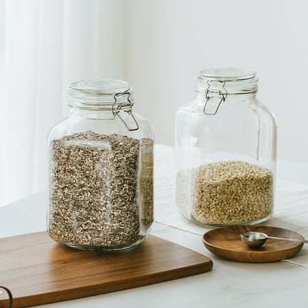 Mainstays Glass 106 oz Lock Lid Storage Jar Canister