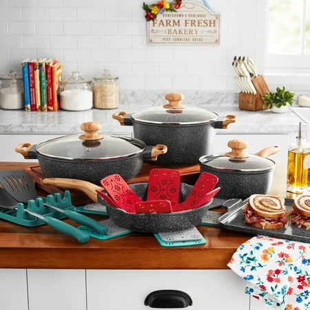 Pioneer Woman 14pc Cookware Set Charcoal
