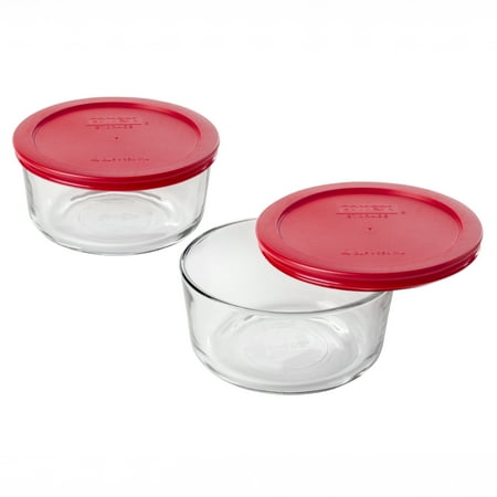 Pyrex Simply Store 4 Cup Glass Bowl Value Pack, Set of 2, 4 cup