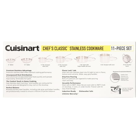 Cuisinart Chef's Classic Stainless Cookware 11 Piece Set, 77-11G