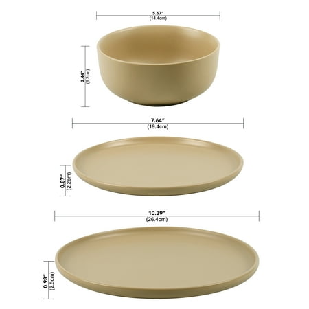 Mainstays Alessandra Brown 12-Piece Stoneware Dinnerware SetBrown,