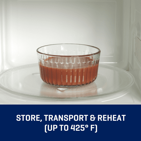 Anchor Hocking Sculpted Glass Food Storage Container with Lids, 4 Cup Round, Set of 2