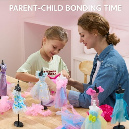 Joyfy Fashion Design Sewing Art and Craft Kit for Girls,Valentine's Crafts with 3 Mannequins