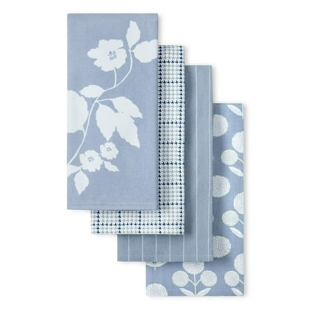 Beautiful 4-Piece Kitchen Towel Set, Blue, Blue