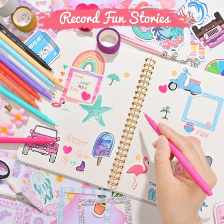 DIY Journal Kit for Girls - DIY Journal Set for Tween & Teen Girls, Gifts for Girls Stationery Set, Scrapbook & Diary Supplies Set, Journaling Art Crafts Kit