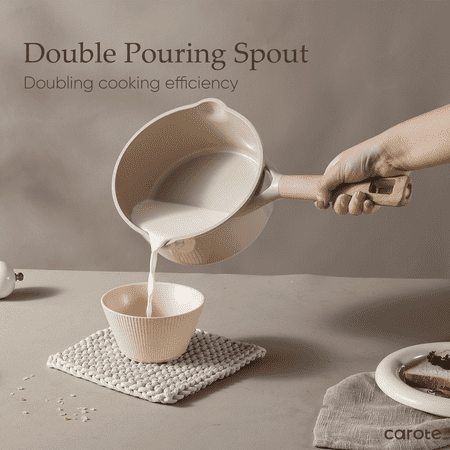 CAROTE Healthy Ceramic Sauce Pan 2qt Nonstick Pot with Cover 7" Induction Skillet Non Stick Saucepan Bon Appetit Cooker