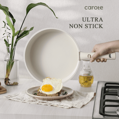 Carote Nonstick Cookware Sets, 15 Pcs Non Stick Pots and Pans Set with Removable Handle, White, White